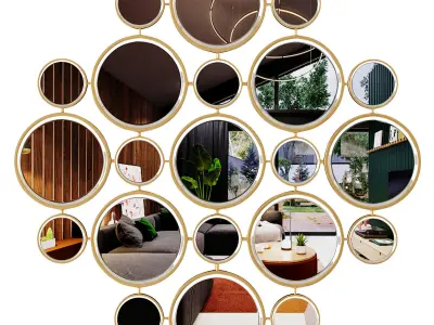 Myrtle Multi-Circle Wall Mirror Gold 3D model
