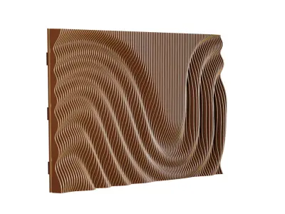 Parametric Wavy Wooden Wall Decor 06 - wood cutting machines  3D model