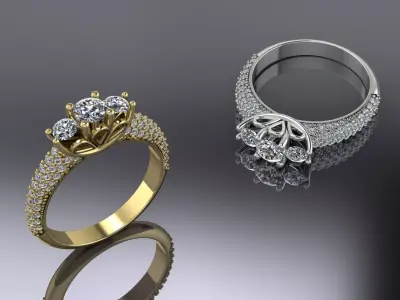 Jewelry Ring Gold 3D print model 56