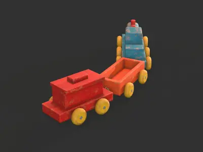 Old Toy Train Low-poly 3D model