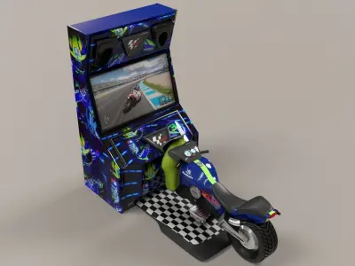 Arcade Coin Operated Bike Game Low-poly 3D model