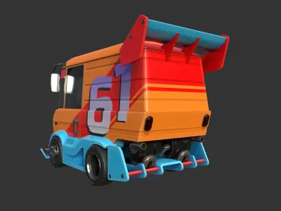 Stylized Wagon Low-poly 3D model