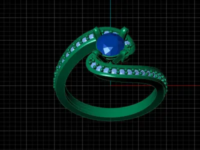 STL 3DM Print Ready Women Diamond Ring Lightweight Printable  3D print model 103