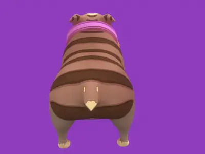 Stylized Striped Brown English Bulldog for Games and Animation Low-poly 3D model