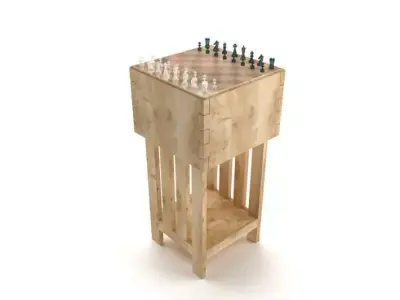Wooden Chess Table 3D model