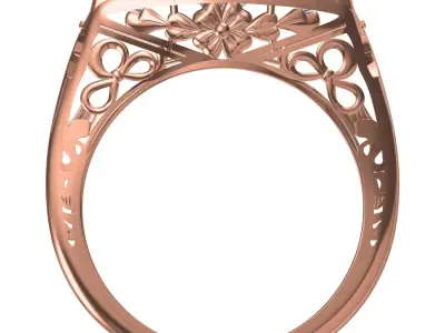 Three Stone Art Deco Ring 3D print model