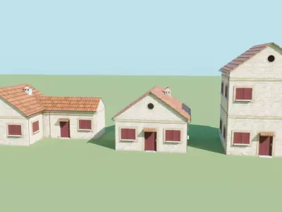 Stylized Low Poly Mediterranean Houses for Unreal Engine Low-poly 3D model