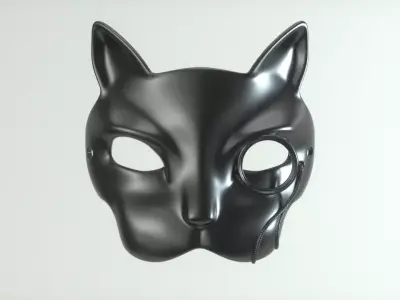 Carnival Mask - Cat with monocle 3D print model