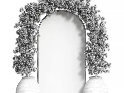 Flowers Set 3 archway with and vases 3D model