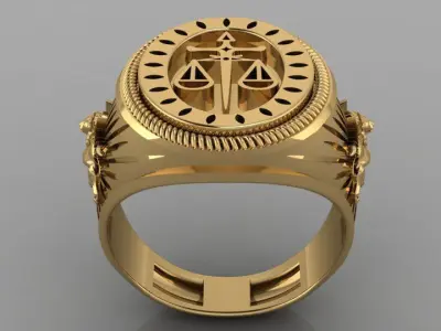 lion signet ring 3D print model
