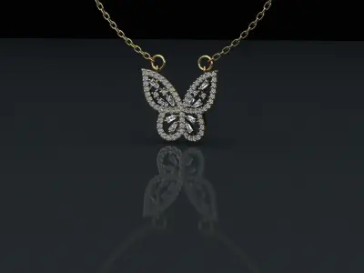 Diamond Butterfly pendant 3D print model