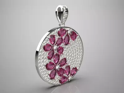 luxury flower diamond pendant jp0267 3D print model