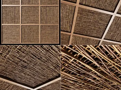 Ceiling wood  thin branch beam n2  3D model