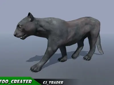 Lowpoly Wild Animal Puma Rigged 3D model Low-poly 3D model