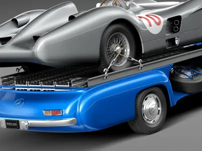 Mercedes-Benz Renntransporter Combo 1954 with grand prix car 3D model