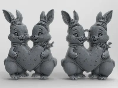 valentines day rabbit with heart decor  3D print model