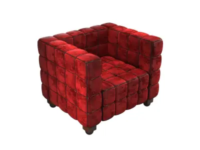 Armchair Red velvet Low-poly 3D model