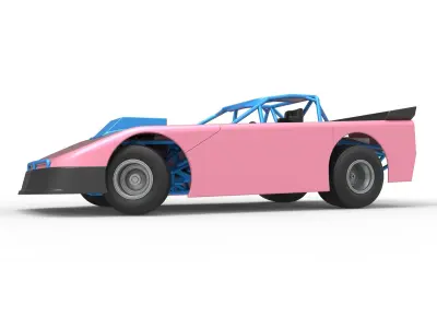 New Zealand Super Saloon race car while turning V2 Scale 1 to 25 3D print model