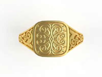 Celtic Square Signet Ring 3D print model