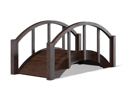 Small Dark Wooden Bridge 3D Model 3D model