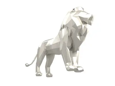 Low Poly Lion Statue v1 003 Low-poly 3D model