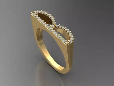 alphabet jewelry ring diamond letter B 3D print model