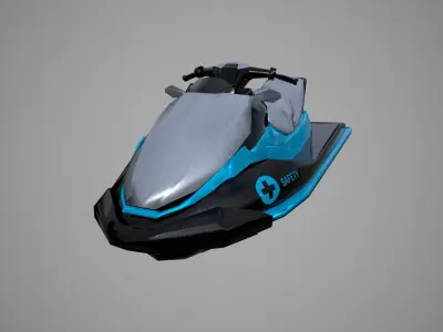 Science Blue Jetski Low-poly 3D model