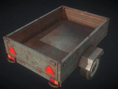Trailer rusty Low-poly 3D model