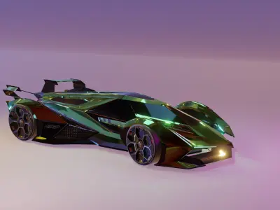 green Car 3D Blender File 3D model 3D model Low-poly 3D model