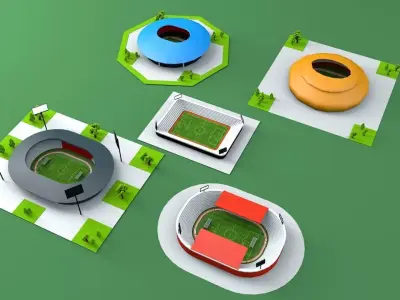 5 pcs Lowpoly Soccer Stadium Low-poly 3D model