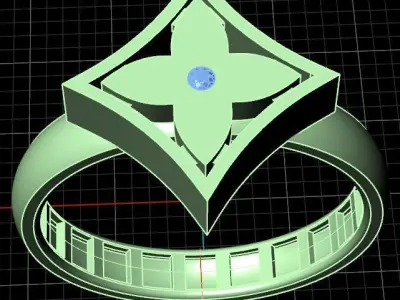 Louis Vuitton Style Diamond Ring 3D print model