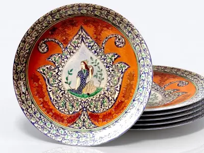 Plate set of plates in style of persia 3D model