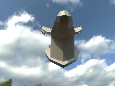 Low Poly Deer plane flying in sky Low-poly 3D model