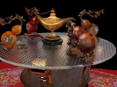 Chinese gourd and magic lamp  3D model