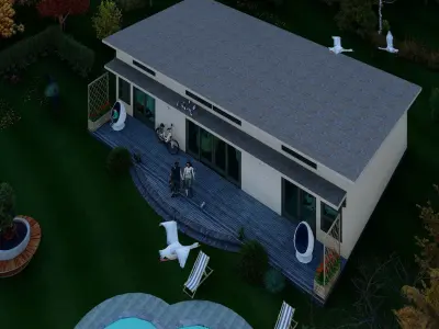 Simple Wood 3d and 2d House plan  Low-poly 3D model