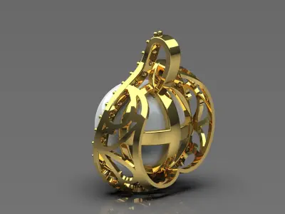 Mabe Pearl Gold Pendant with Diamond Halo pp0054 3D print model