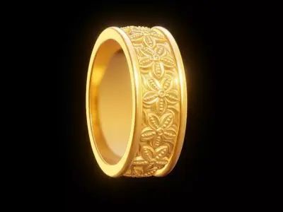 Free Floral Gold Ring 3D Model STL Download Free 3D print model
