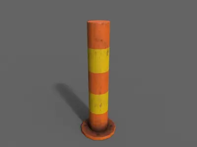 PBR Bollard OrangeYellow Low-poly 3D model