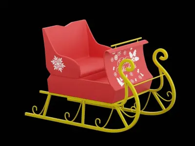 Santa Clause Sleigh Low-poly 3D model