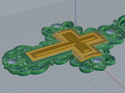 Cross with ornaments 3D print model