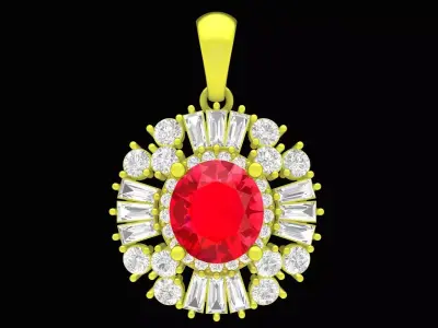 Luxury Oval Gemstone Halo Pendant 3D Model 4268 3D print model