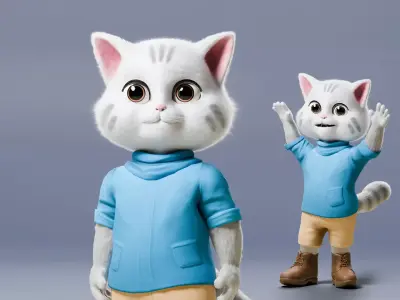 Stylized Cute Cat  Low-poly 3D model