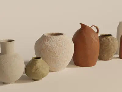 Stone vases set 3D model