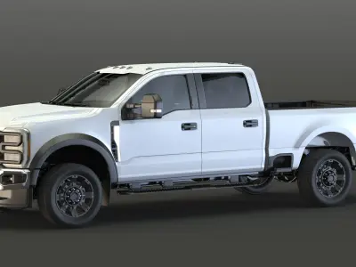 White Heavy Duty Pickup Truck 3D model