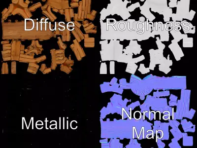 Rustic Wooden Fence model pack Low-poly 3D model