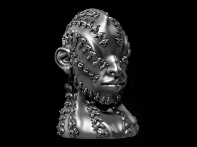 modern abstract robotic human head a165 3D print model