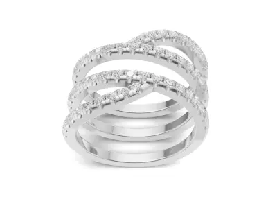 Multi Row Diamond Band Ring 3D print model