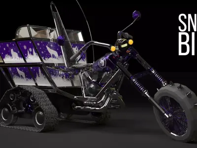 Snow Bike Low-poly 3D model