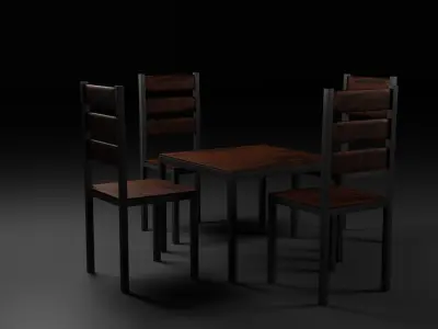 Table And Chair-Low Poly Model Low-poly 3D model