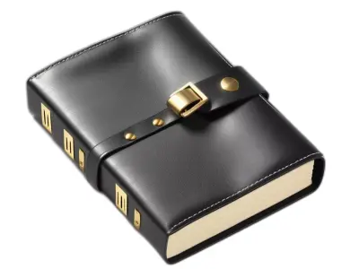 Black Leather Journal Gold Clasp Low-poly 3D model